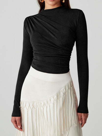 Mock Neck Long Sleeve T-Shirt