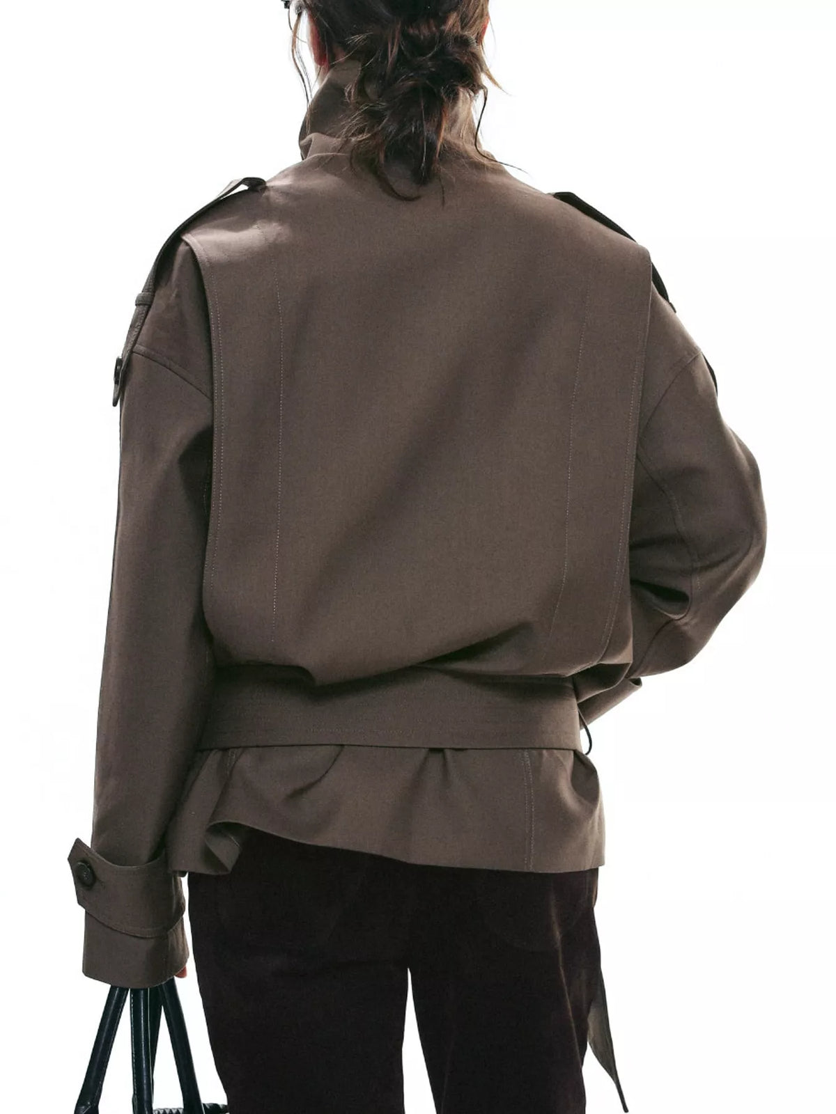 Plus size belted trench jacket, view 4