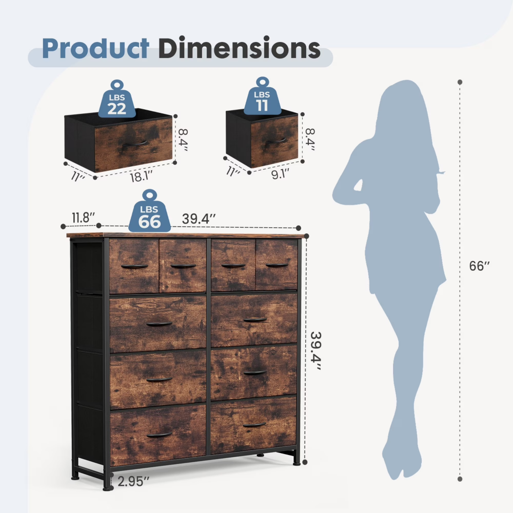 10-Drawer Fabric Dresser