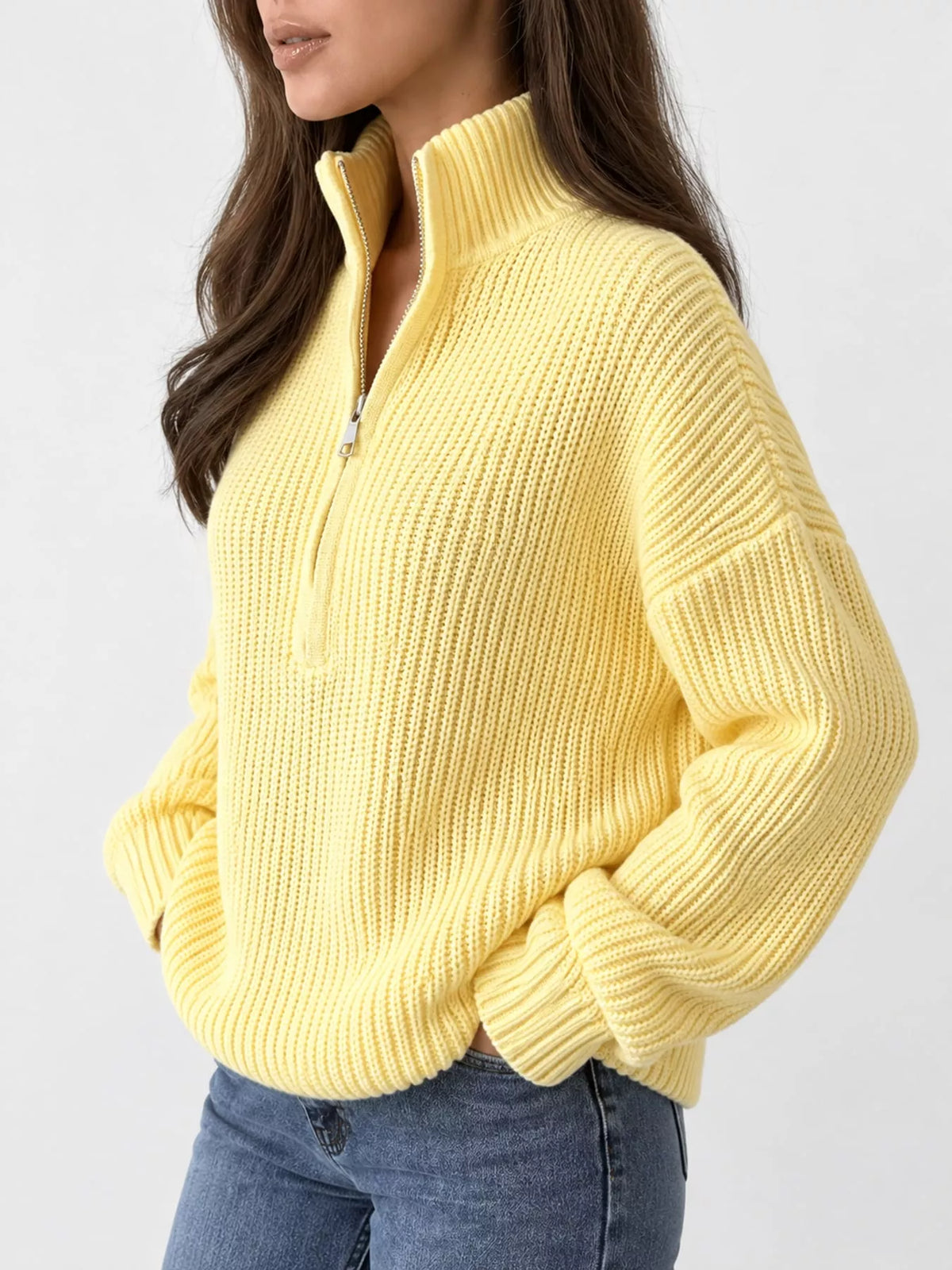 Oversized half-zip sweater, view 3