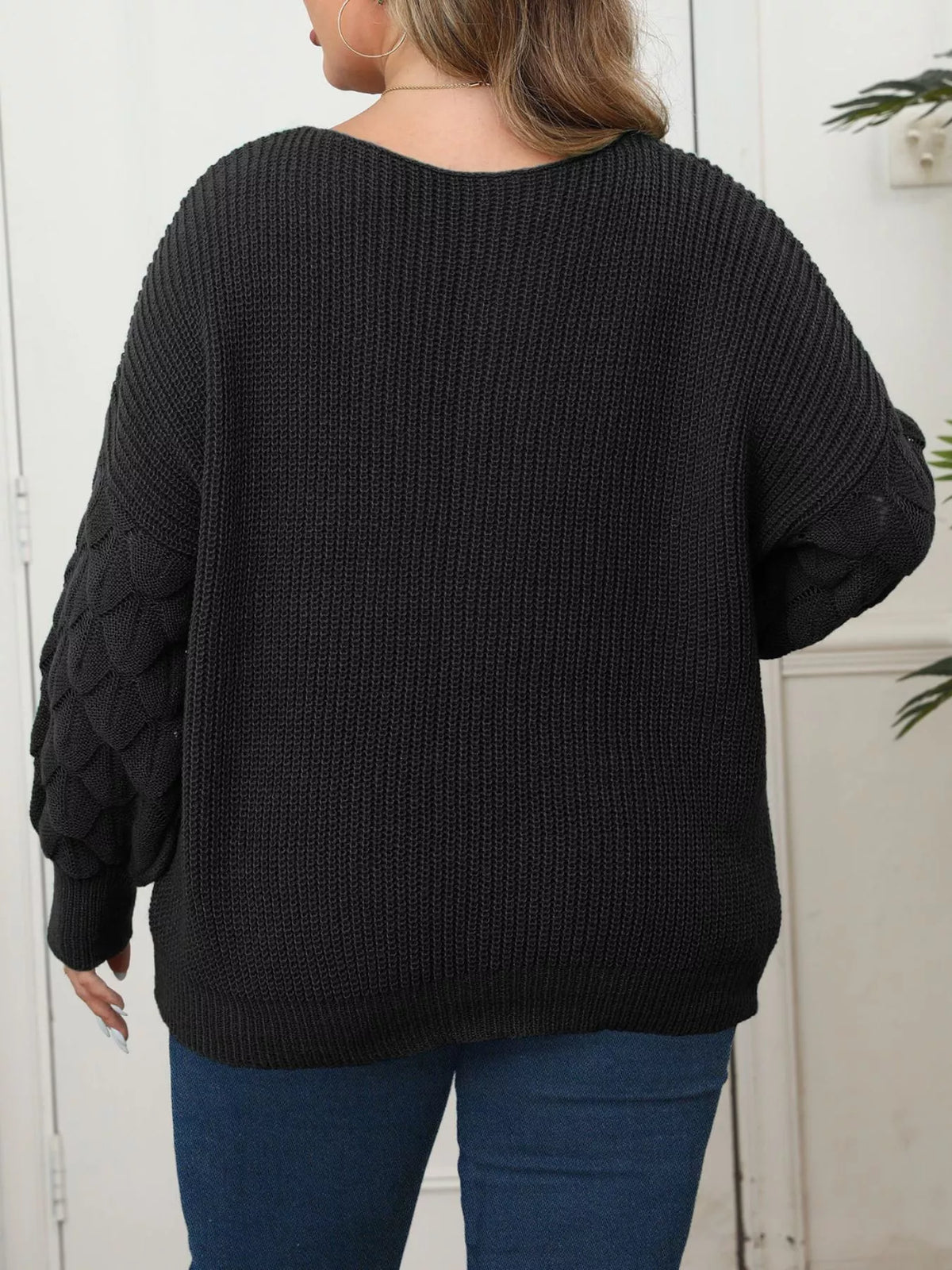Plus Size Butterfly Dropped Shoulder Sweater
