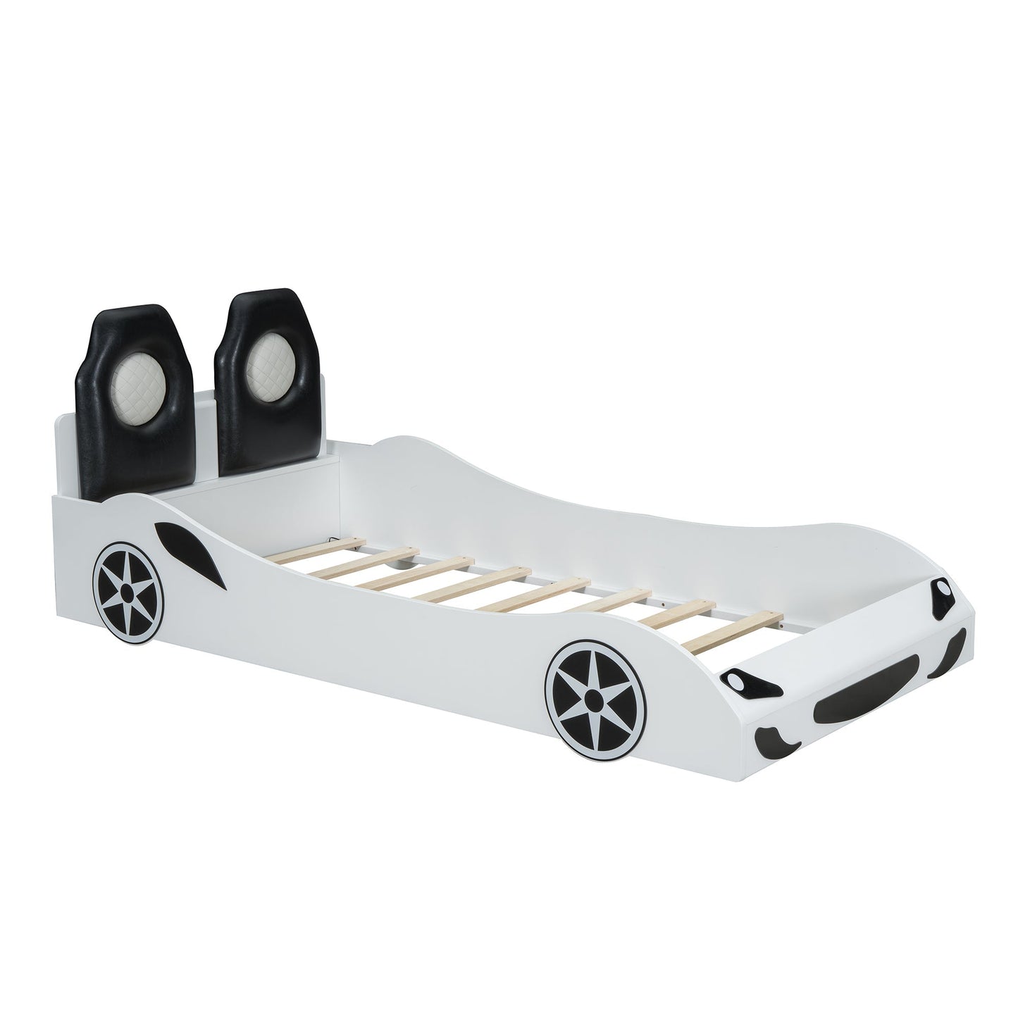 Wood Race Car-Shaped Platform Bed