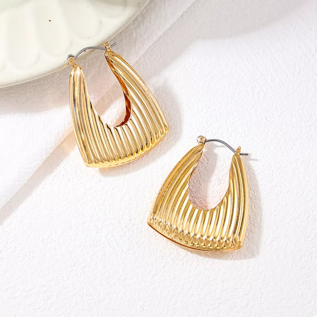 18K Gold-Plated Triangular Hoop Earrings