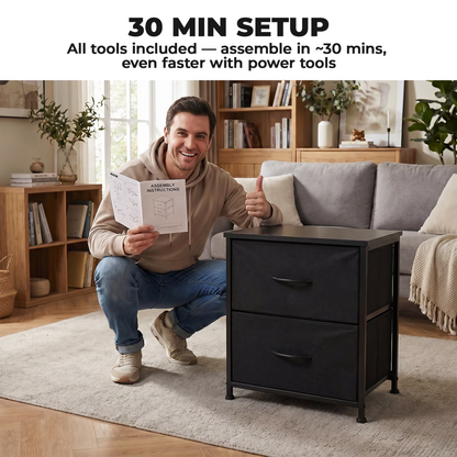 Drawer Dresser with Metal Frame & Wood Top