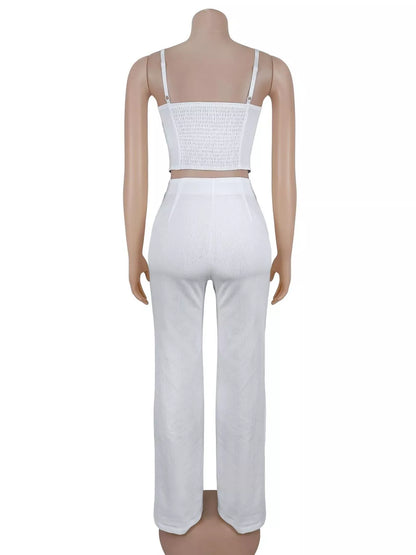 Buttoned Cami & Wide-Leg Pants Set