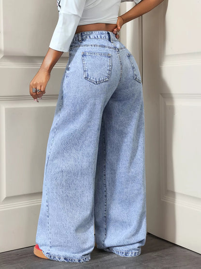 High-Waisted Asymmetric Wrap Jeans