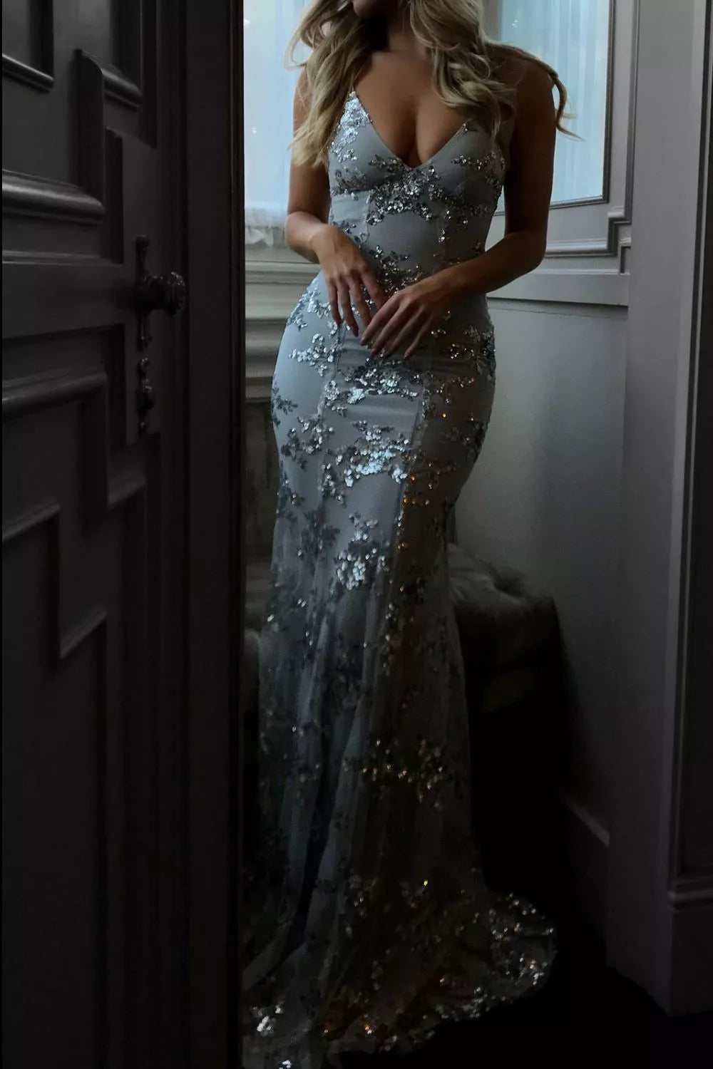 Sequin Tie Back Maxi Dress Plus Size