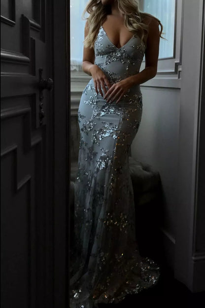 Sequin Tie Back Maxi Dress Plus Size