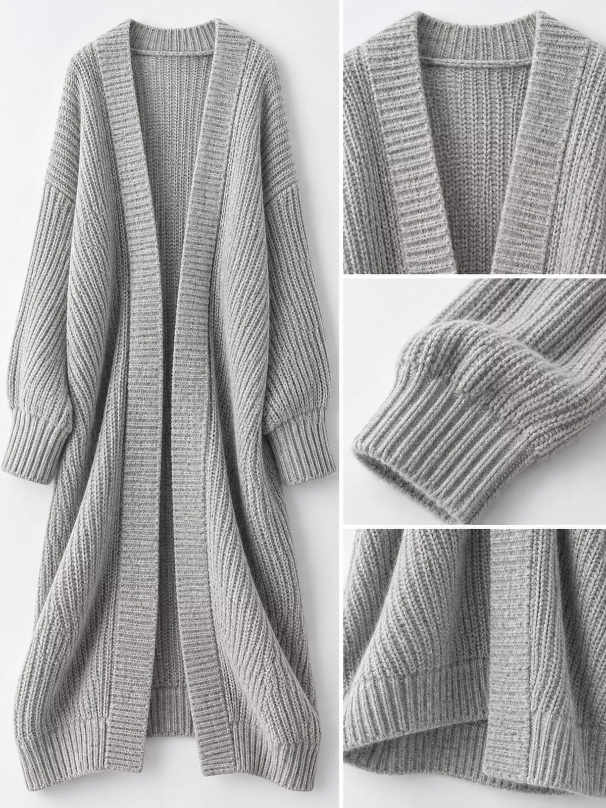 Women's Chunky Knit Openwork Cardigan with Pockets, S to 5XL