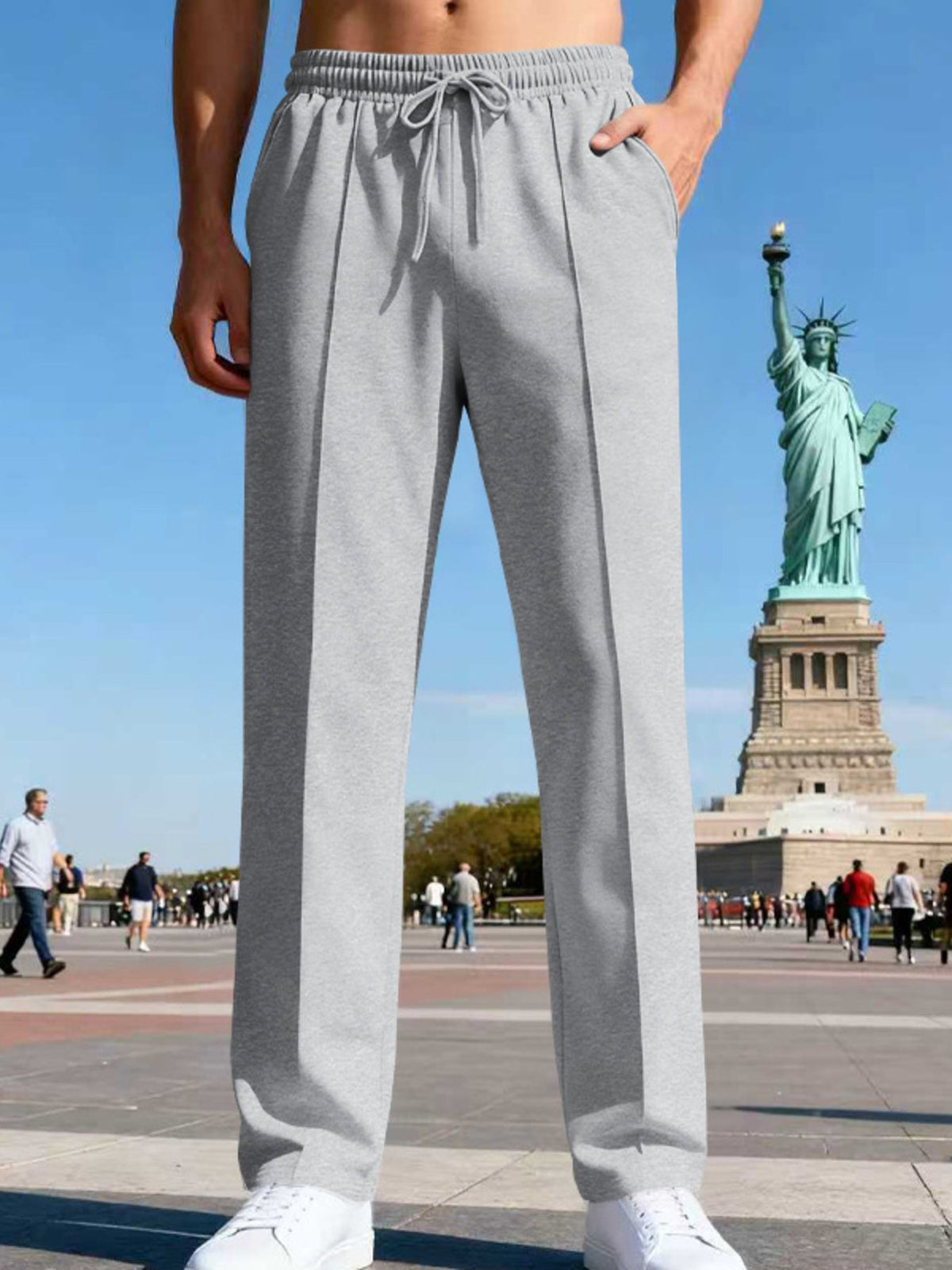 Men's Plus Size Drawstring Straight Leg Pants