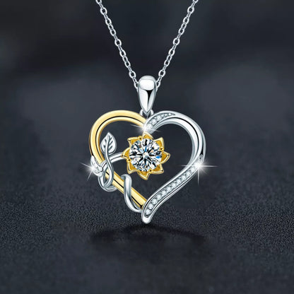 Two Tone Heart-Shaped Pendant Necklace