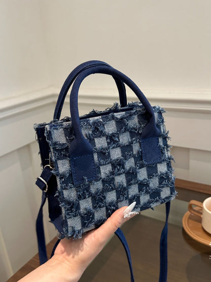 Checkered Denim Handbag