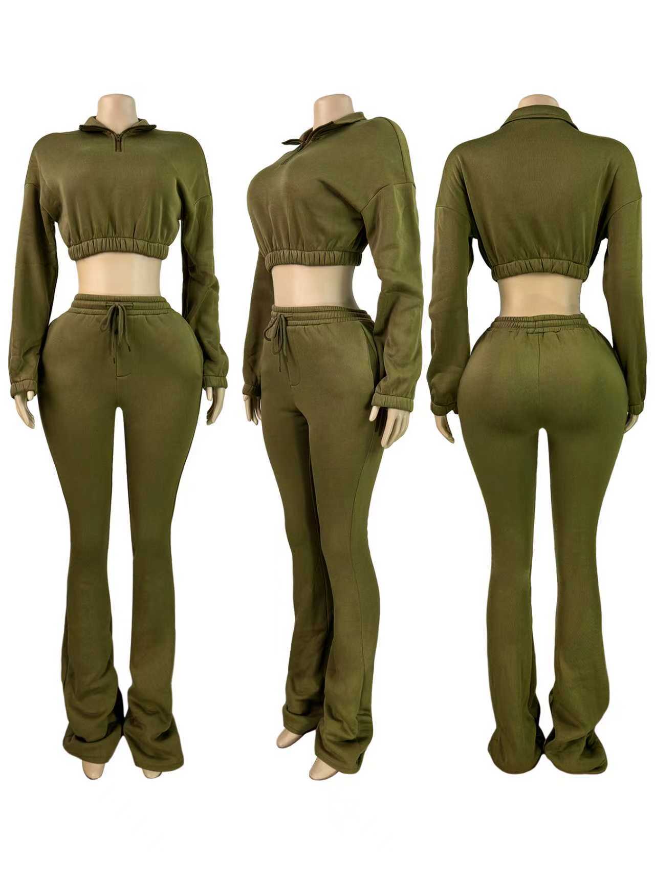 Velvet sweatshirt with micro flared pants set