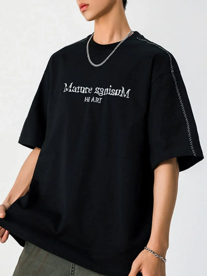 Letter Round Neck Half Sleeve T-Shirt