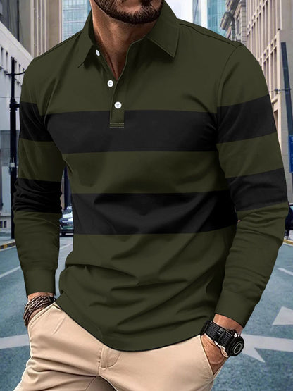 Full Size Striped Polo Men's Shirt