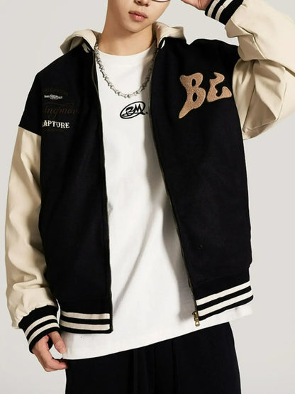 Men's Zip Up Hooded Baseball Jacket