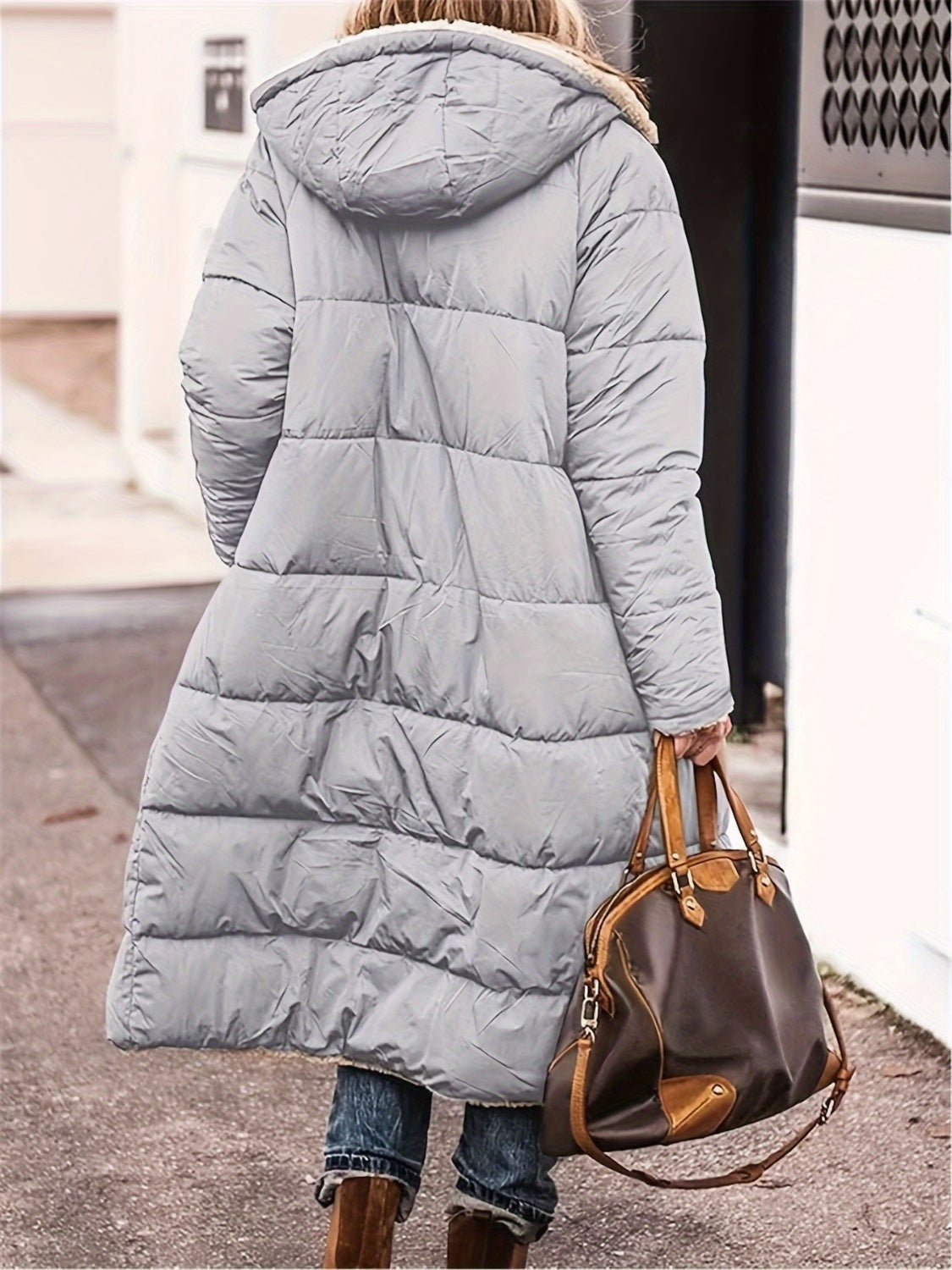 Plus Size Zip Up Hooded Coat