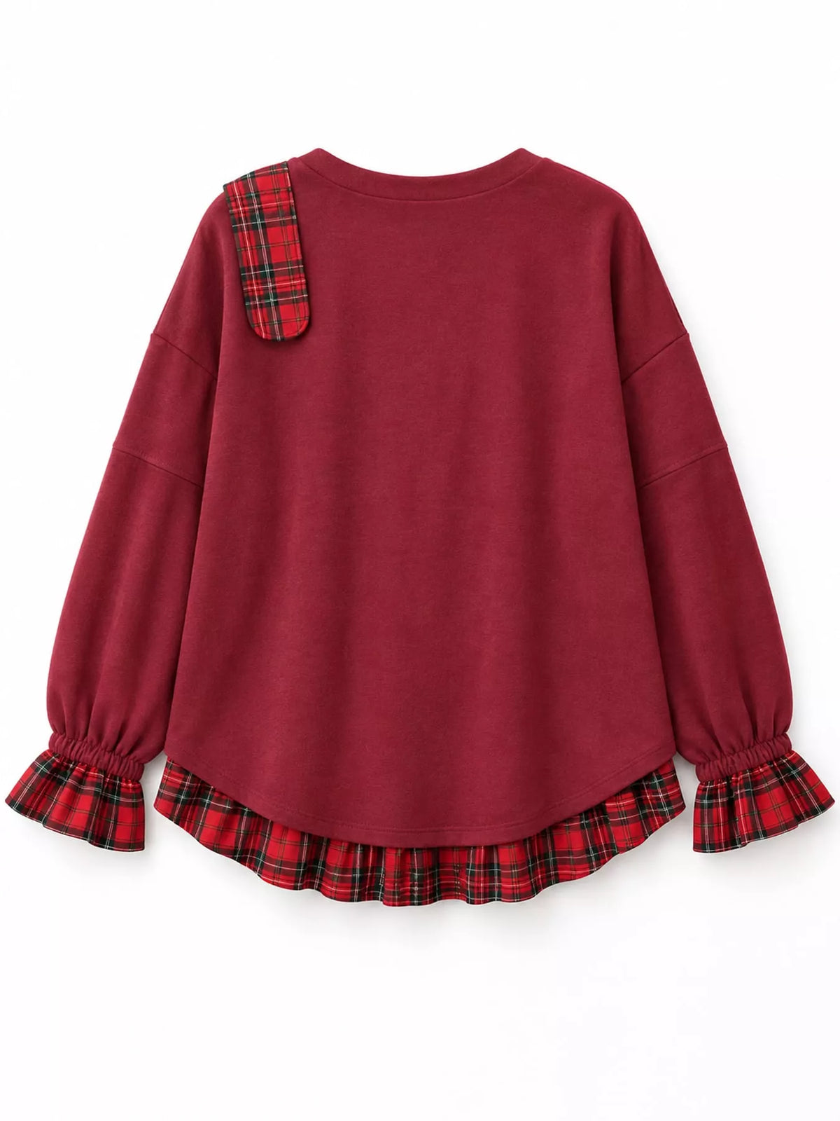 Plaid ruffled hem sweatshirt, view 15