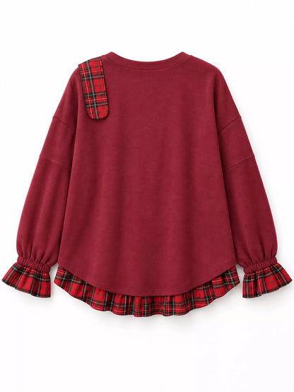 Plaid ruffled hem sweatshirt, view 15