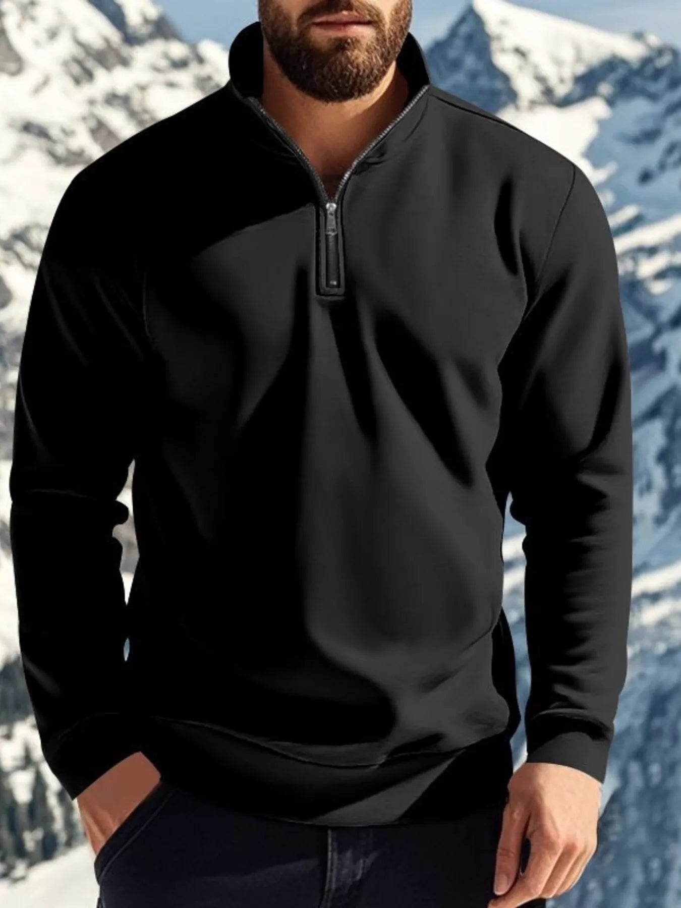 Men's Full Size Solid Color Zip Sweatshirt