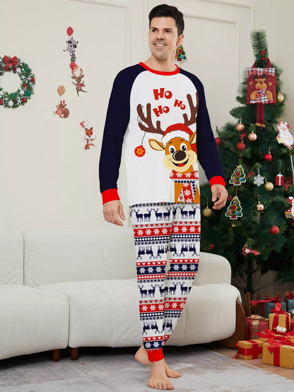 Full Size Christmas Reindeer Print Matching Family Pajama Set Plus Size