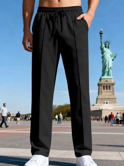 Men's Plus Size Drawstring Straight Leg Pants