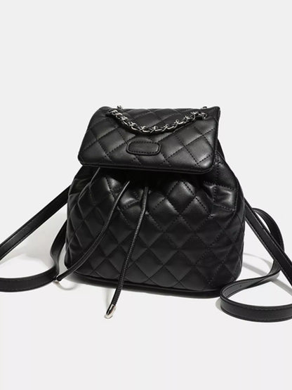 Quilted Chain Flap Backpack Bag