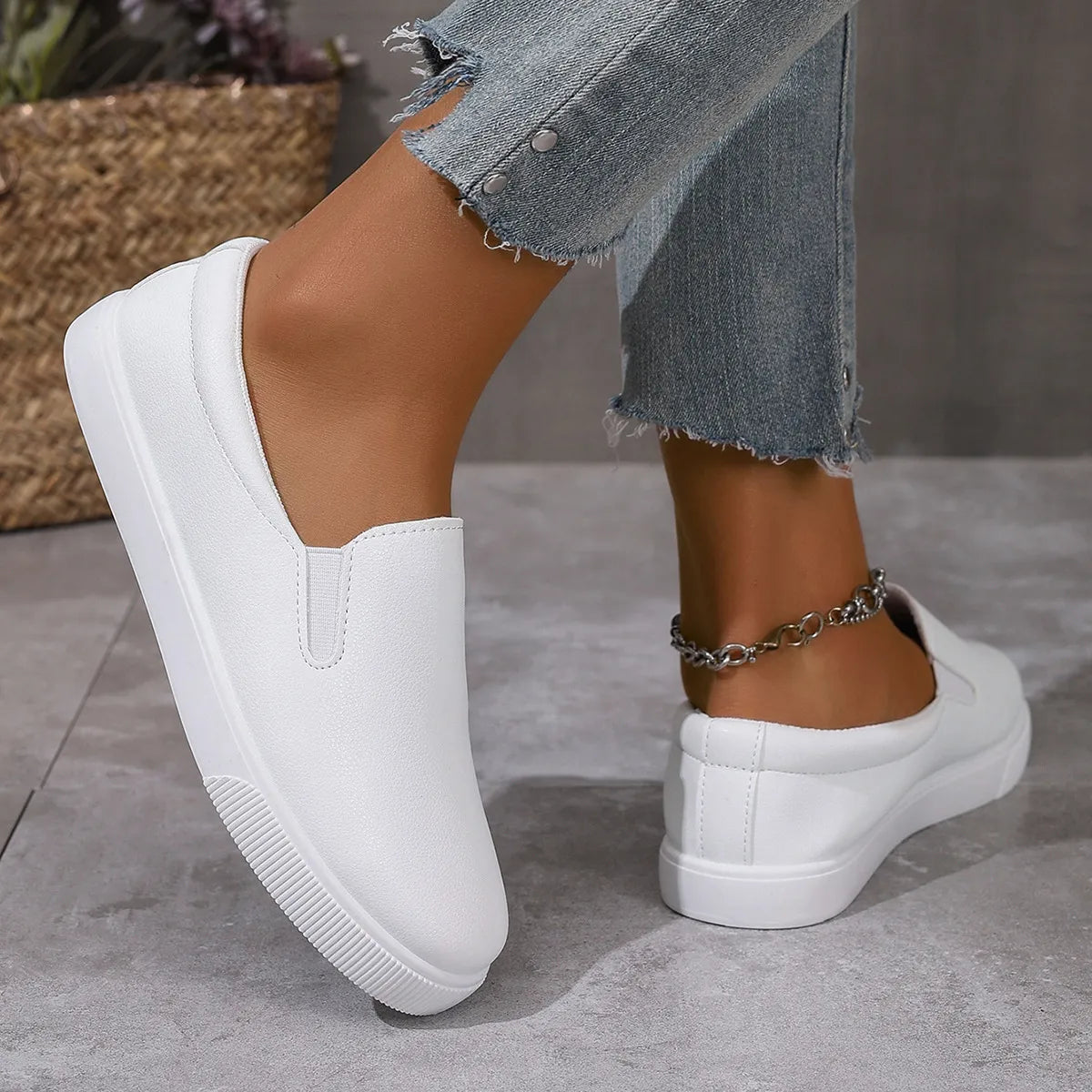 Round Toe Platform Slip-Ons