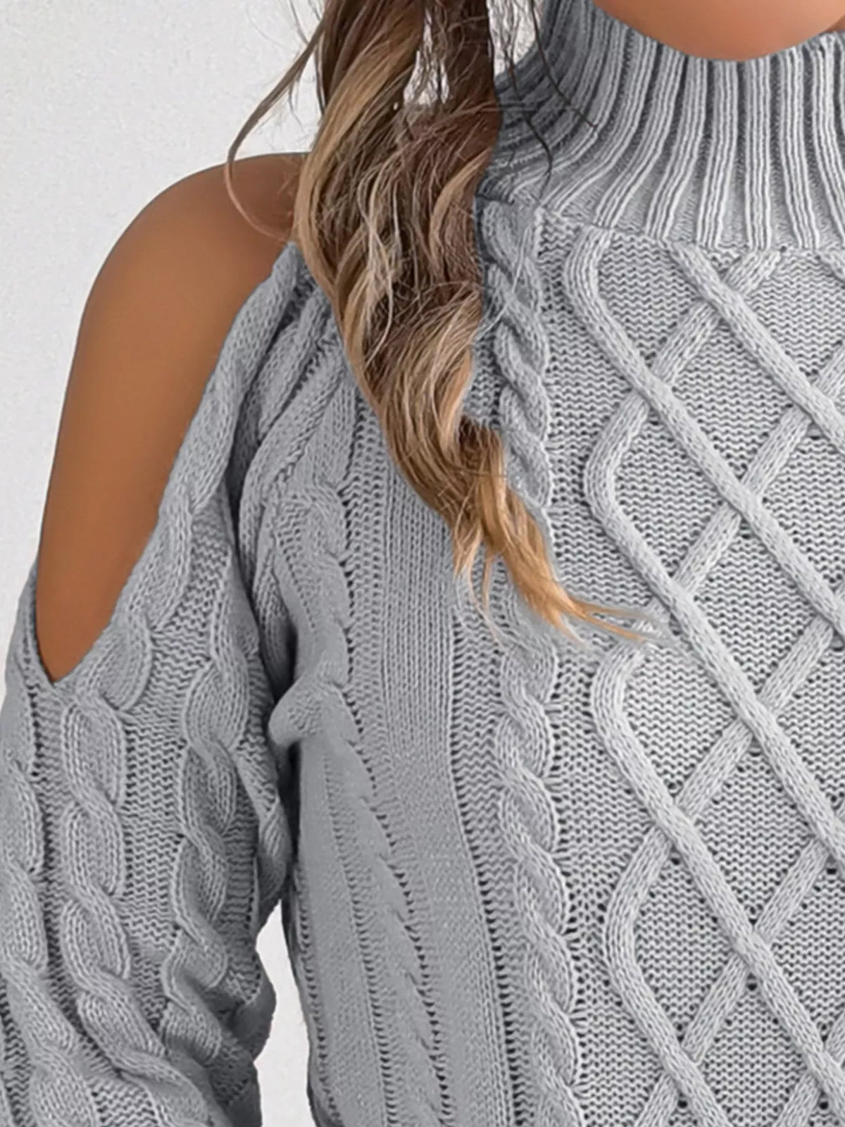 Cutout shoulder sweater, view 14