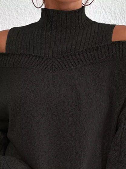 Cold Shoulder Turtleneck Sweater