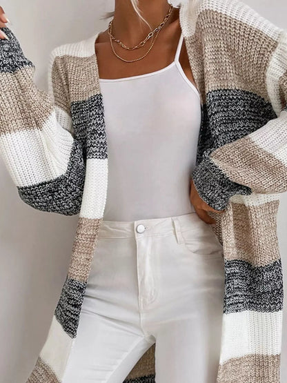 Color block open front cardigan, view 5