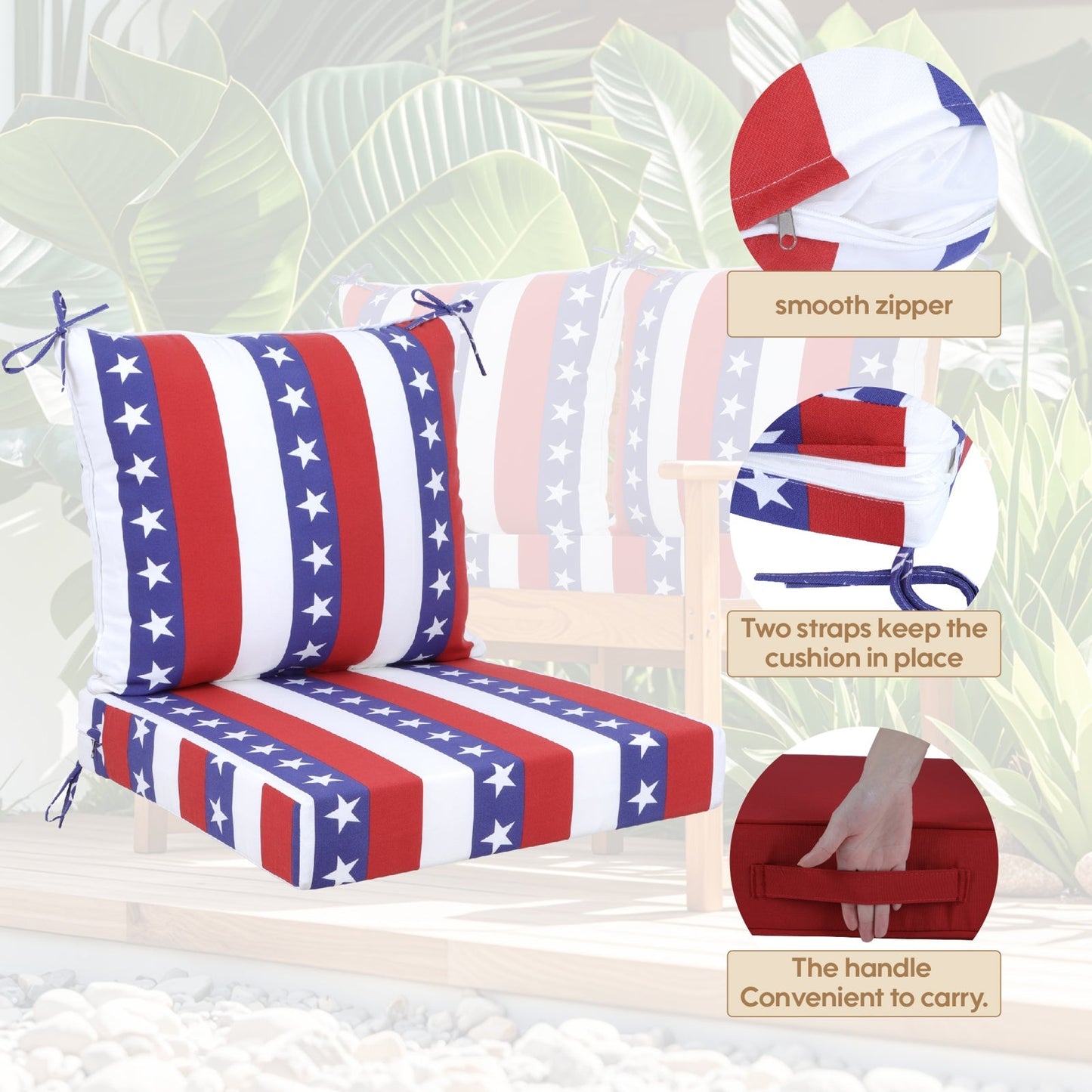 2 PCS Outdoor Deep Seat Cushion Patio Set