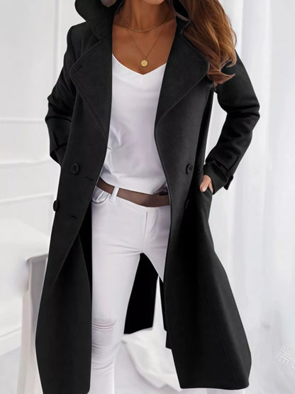 Plus size long trench coat, view 3