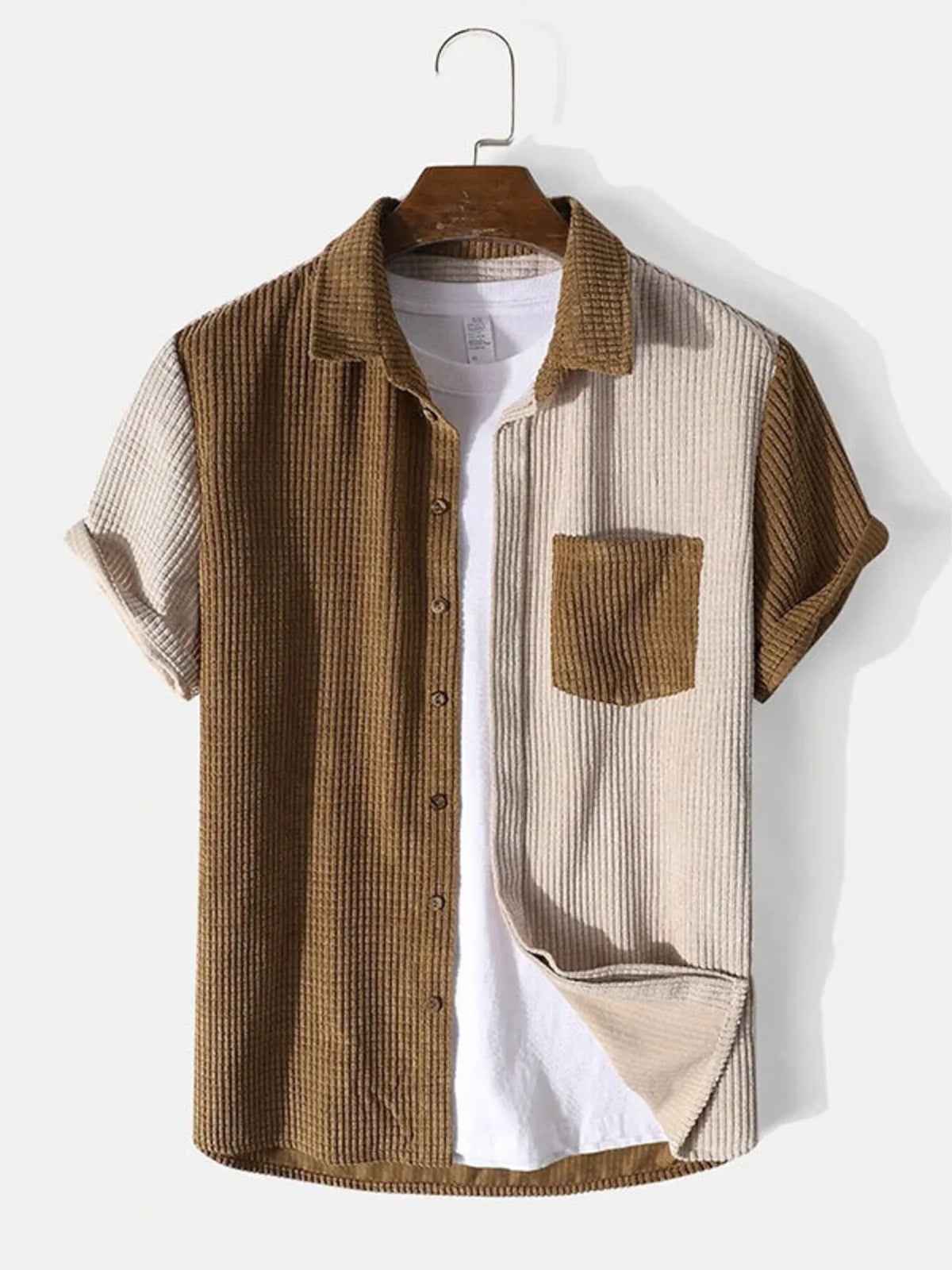 Men's Contrast Shots Sleeve Shirt and Shorts Set