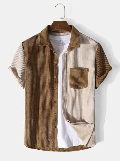 Men's Contrast Shots Sleeve Shirt and Shorts Set