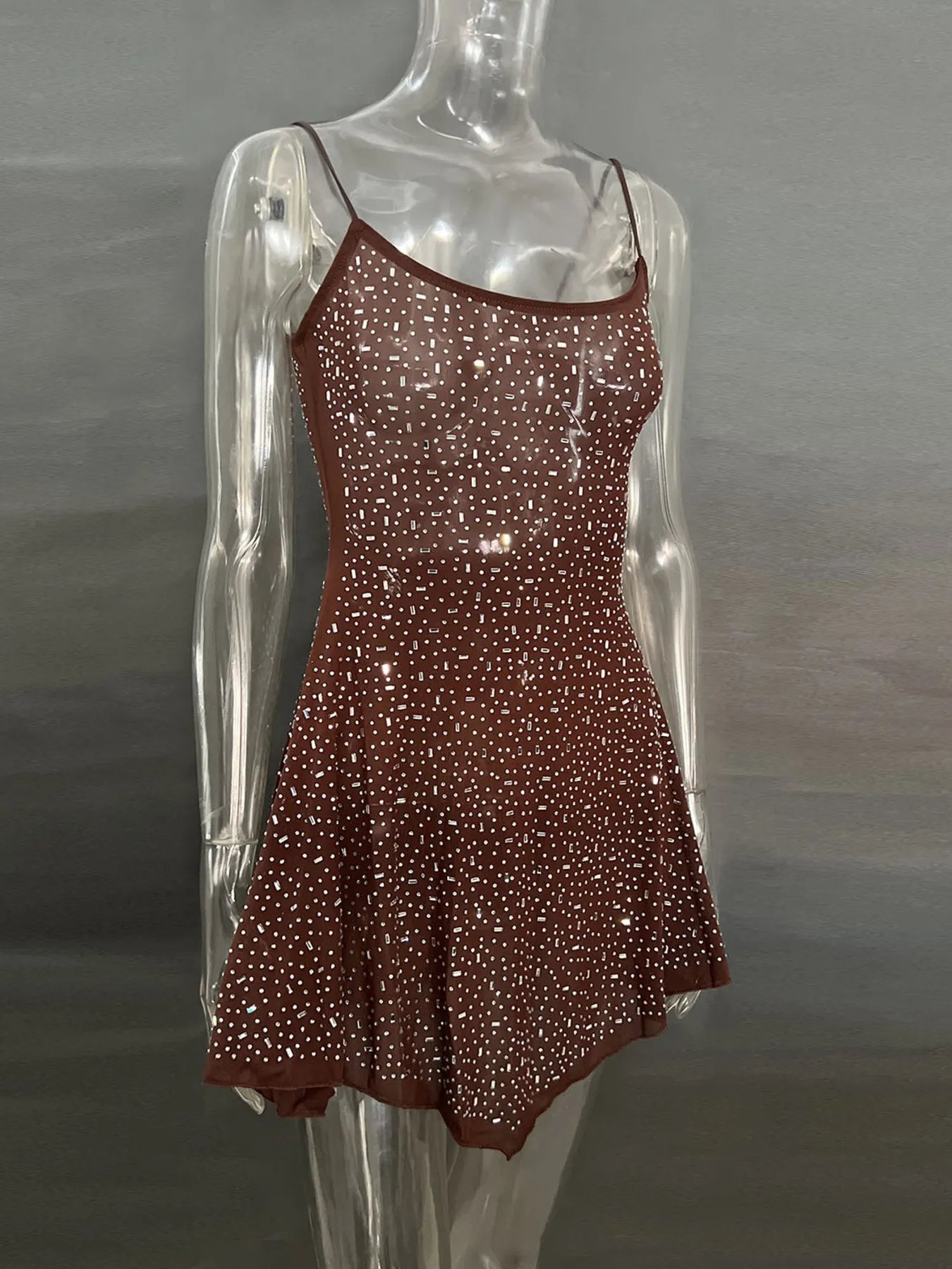 Rhinestone Decor Mini Cami Dress
