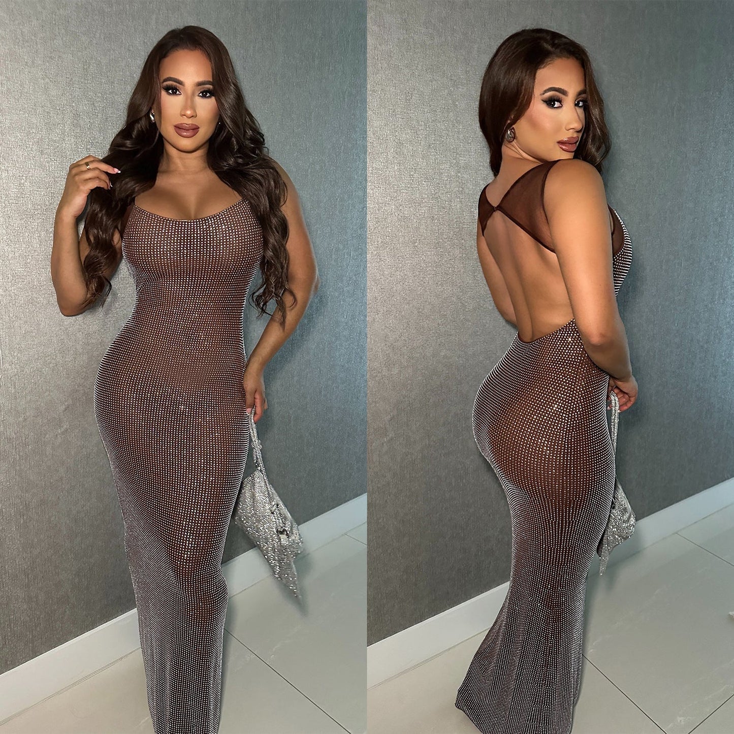 Fashionable Sexy Net Backless Dress