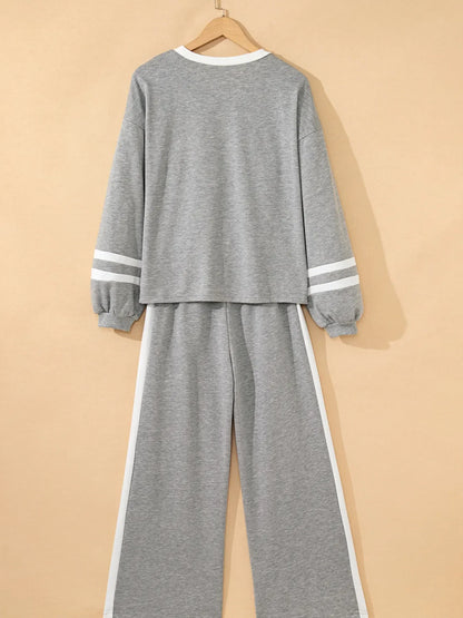 Contrast Top and Pants Set