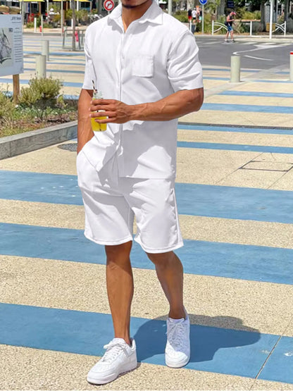 Men's Button Up Shirt and Shorts Set