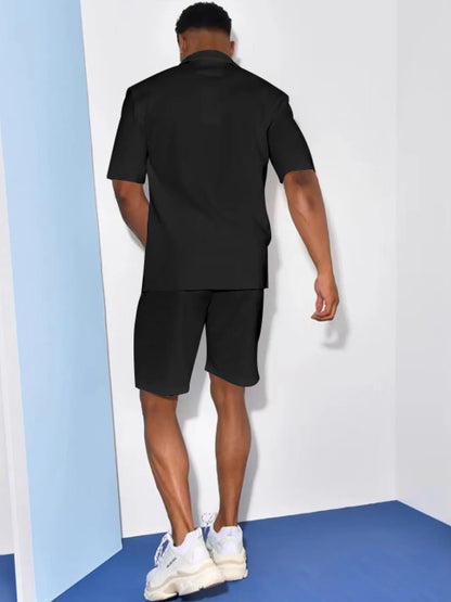 Men's Casual Short Sleeve Shirt and Shorts Matching Set
