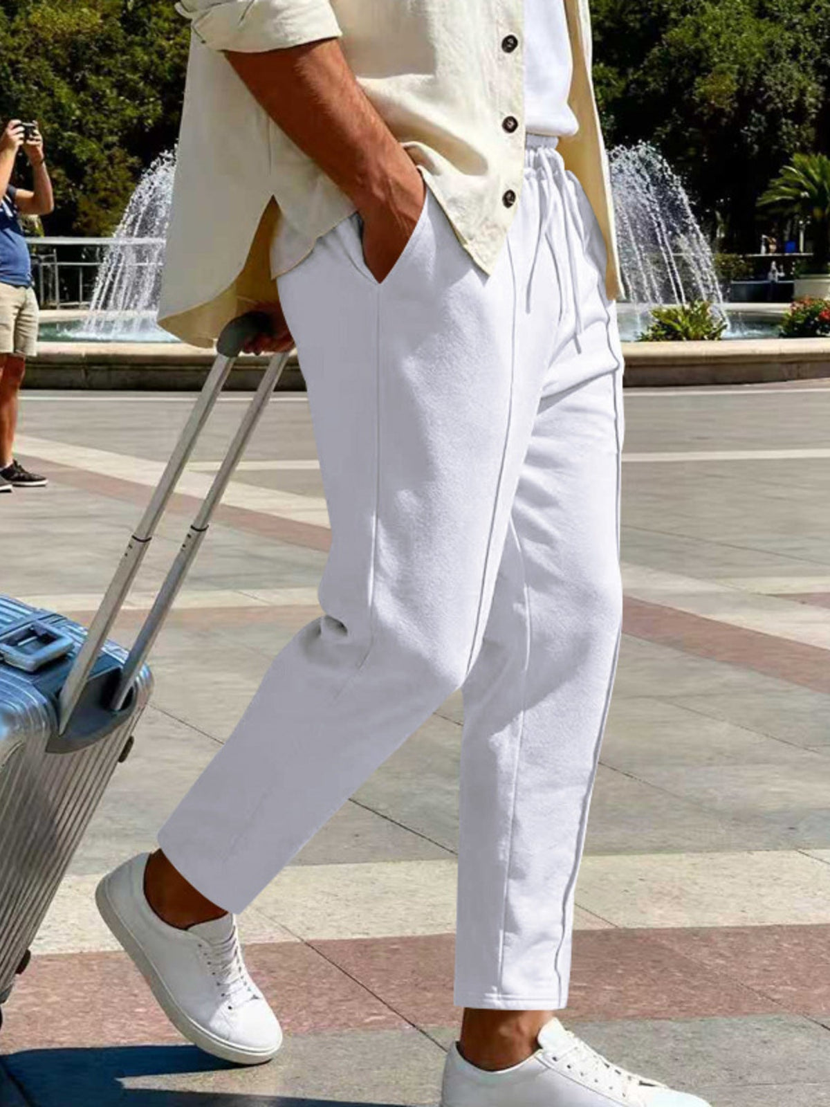 Men's Plus Size Drawstring Straight Leg Pants