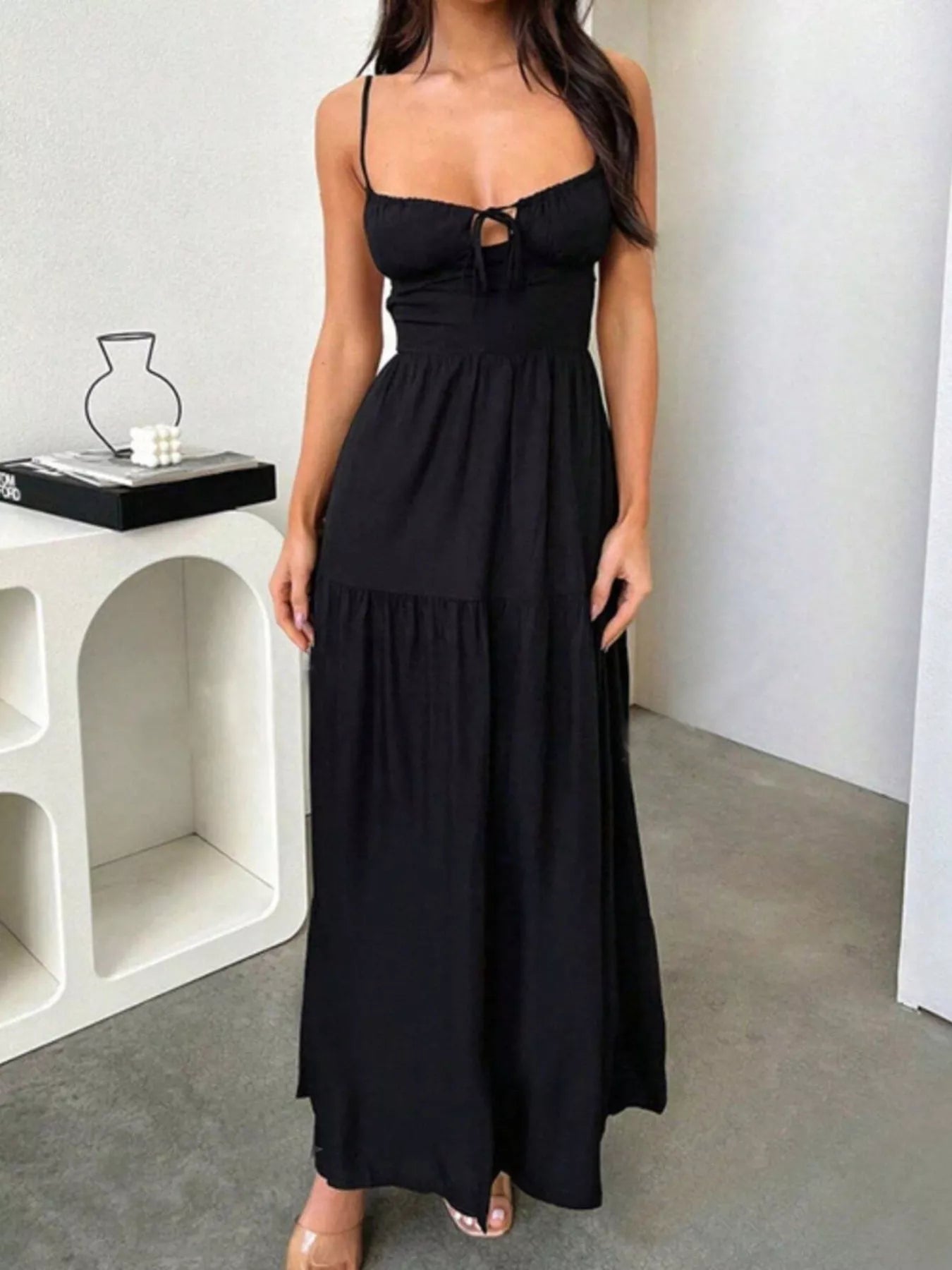 Lace Up Back Maxi Cami Dress