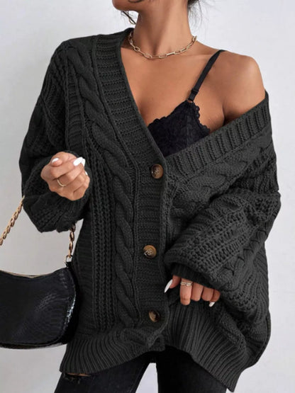 Plus size cable cardigan, view 16