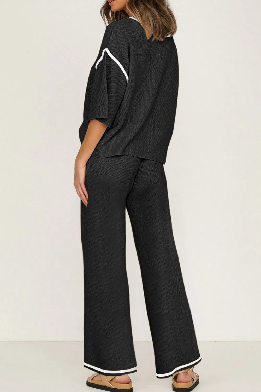Contrast Trim Pants Set