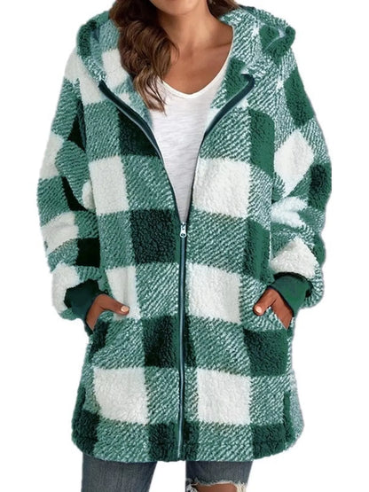 Plaid sherpa hooded jacket, view 18