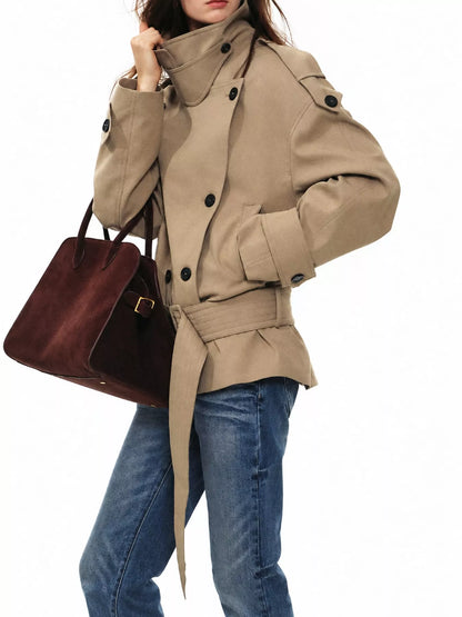 Plus size belted trench jacket, view 12
