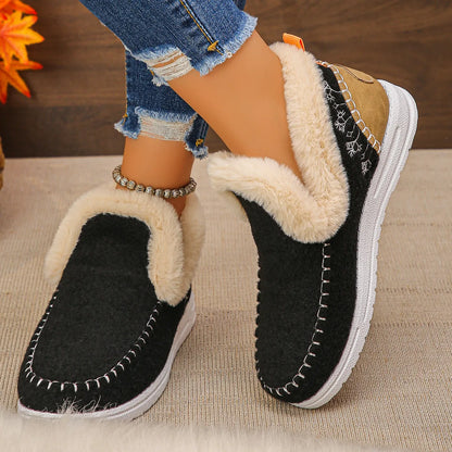 Fleece-Lined Round Toe Ankle Boots