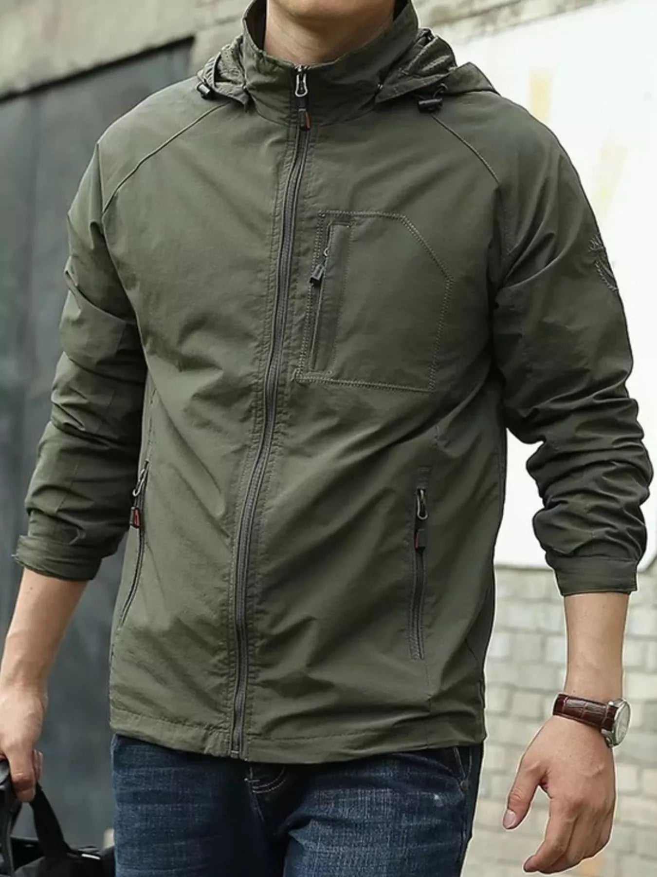 Men's Zip Up Long Sleeve Hooded Jacket
