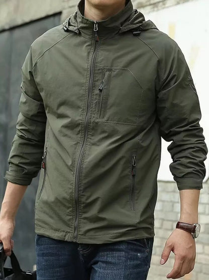 Men's Zip Up Long Sleeve Hooded Jacket