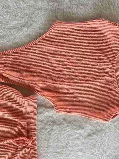 Ribbed Knit Bodysuit and Drawstring Skirt Set